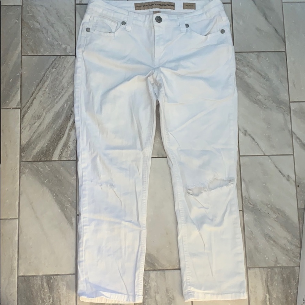 Nine West vintage American jeans distressed mid white denim